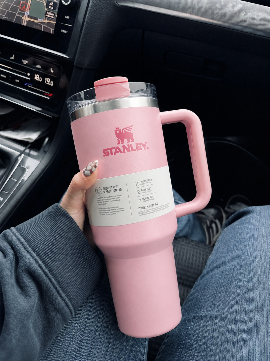 Stanley Quencher H2.0 40oz - 1.18 Ltumbler Handle Straw Lid ( Pink)