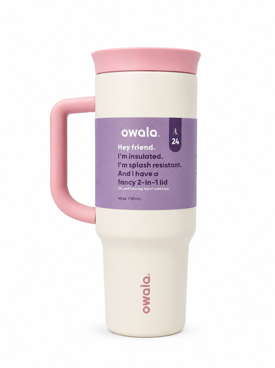 Owala 40oz Big Handle Tumbler With Straw And 2-in-1 Lid, Baby Pink