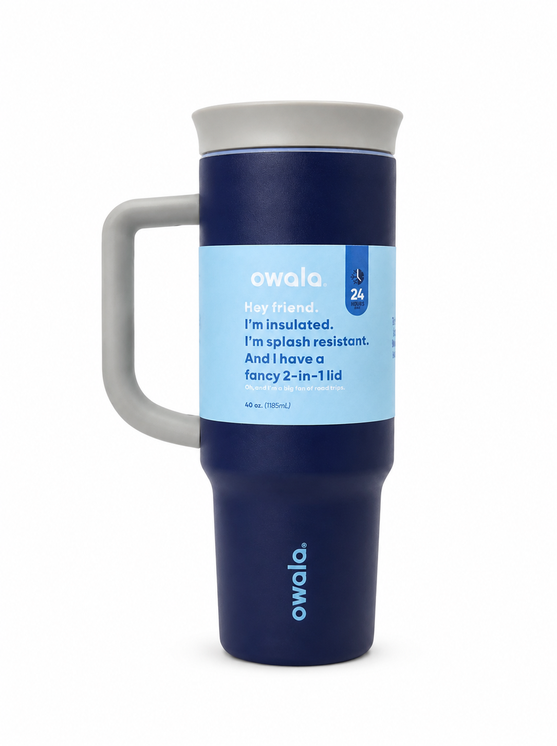 Owala 40oz Big Handle Tumbler With Straw And 2-in-1 Lid, Dark Blue