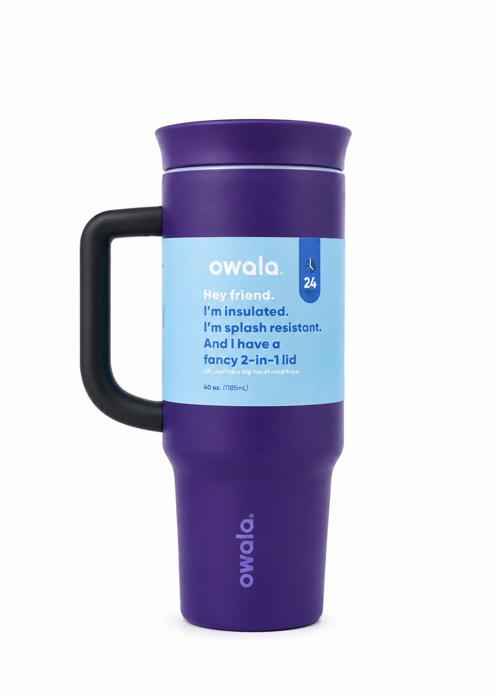Owala 40oz Big Handle Tumbler With Straw And 2-in-1 Lid, Dark Purple