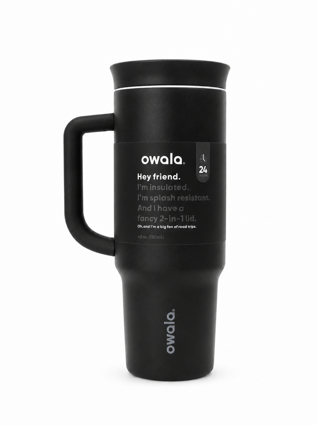 Owala 40oz Big Handle Tumbler With Straw And 2-in-1 Lid, Black