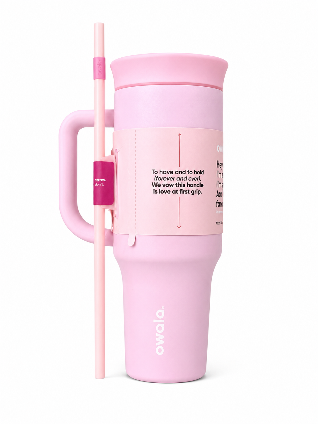 Owala 40oz Big Handle Tumbler With Straw And 2-in-1 Lid, baby pink