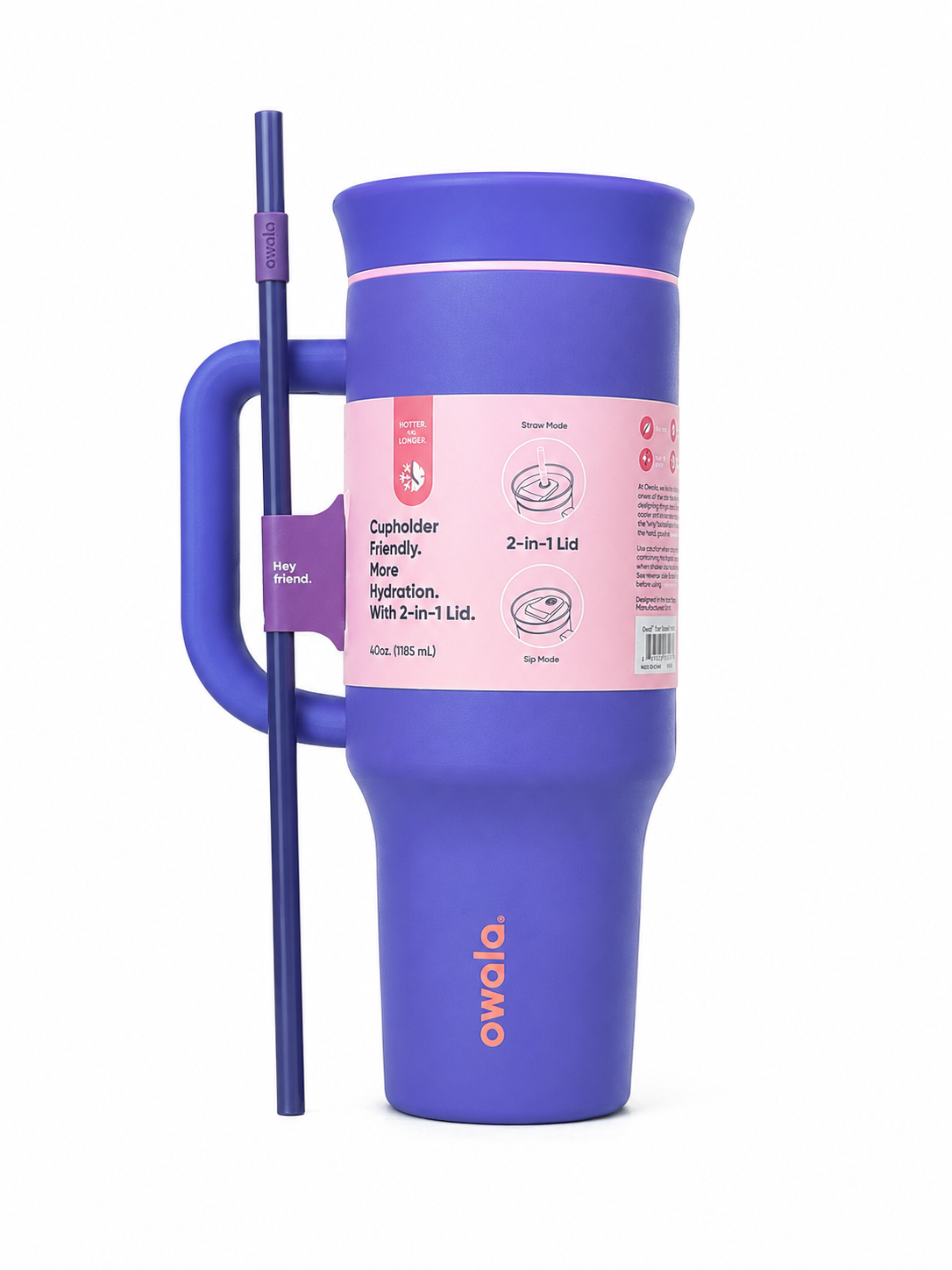 Owala 40oz Big Handle Tumbler With Straw And 2-in-1 Lid, Orchid purple