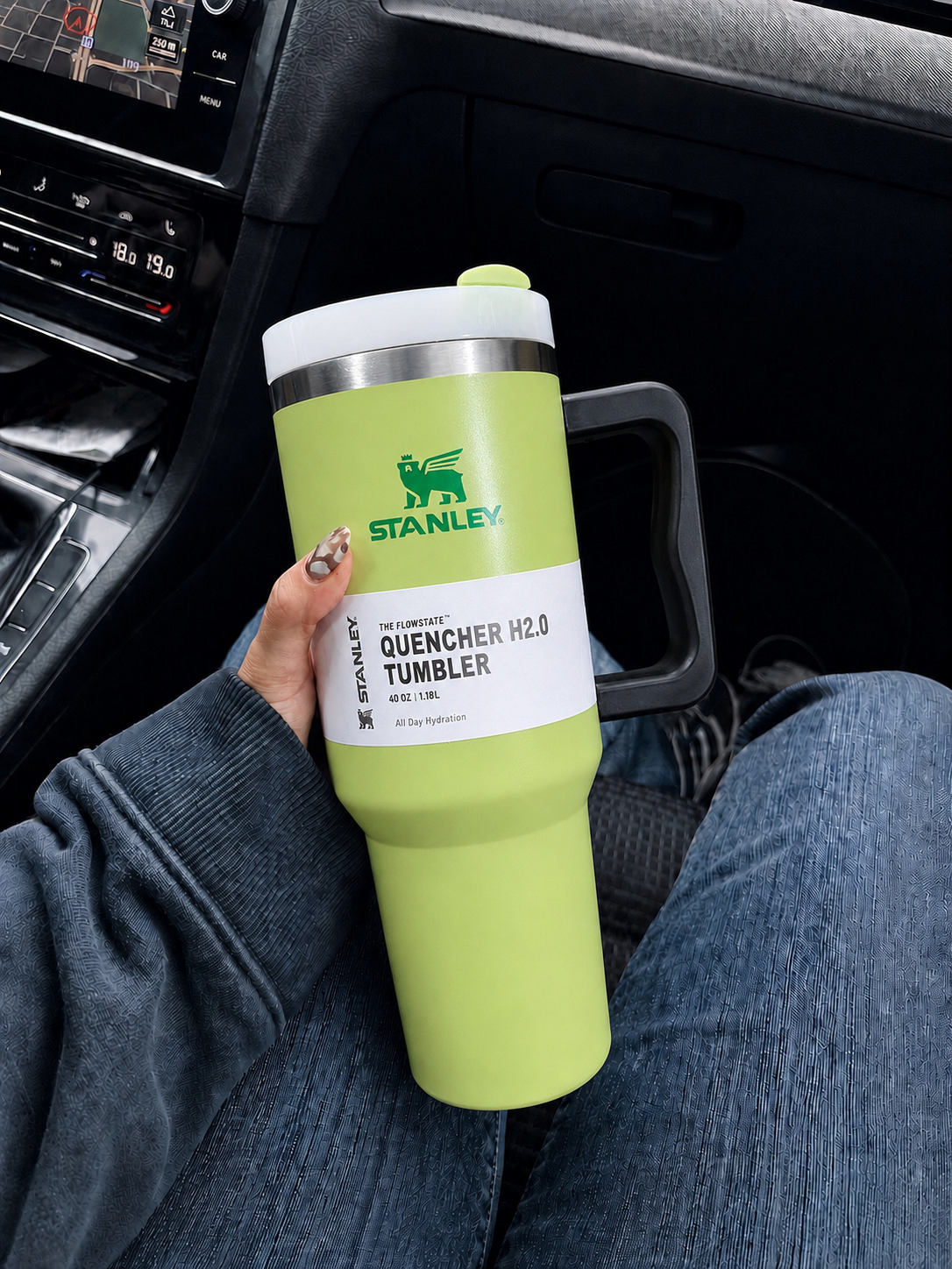 Premium Stanley Quencher H2.0 40oz - 1.18 Ltumbler Handle Straw Lid (olive) from Purply.