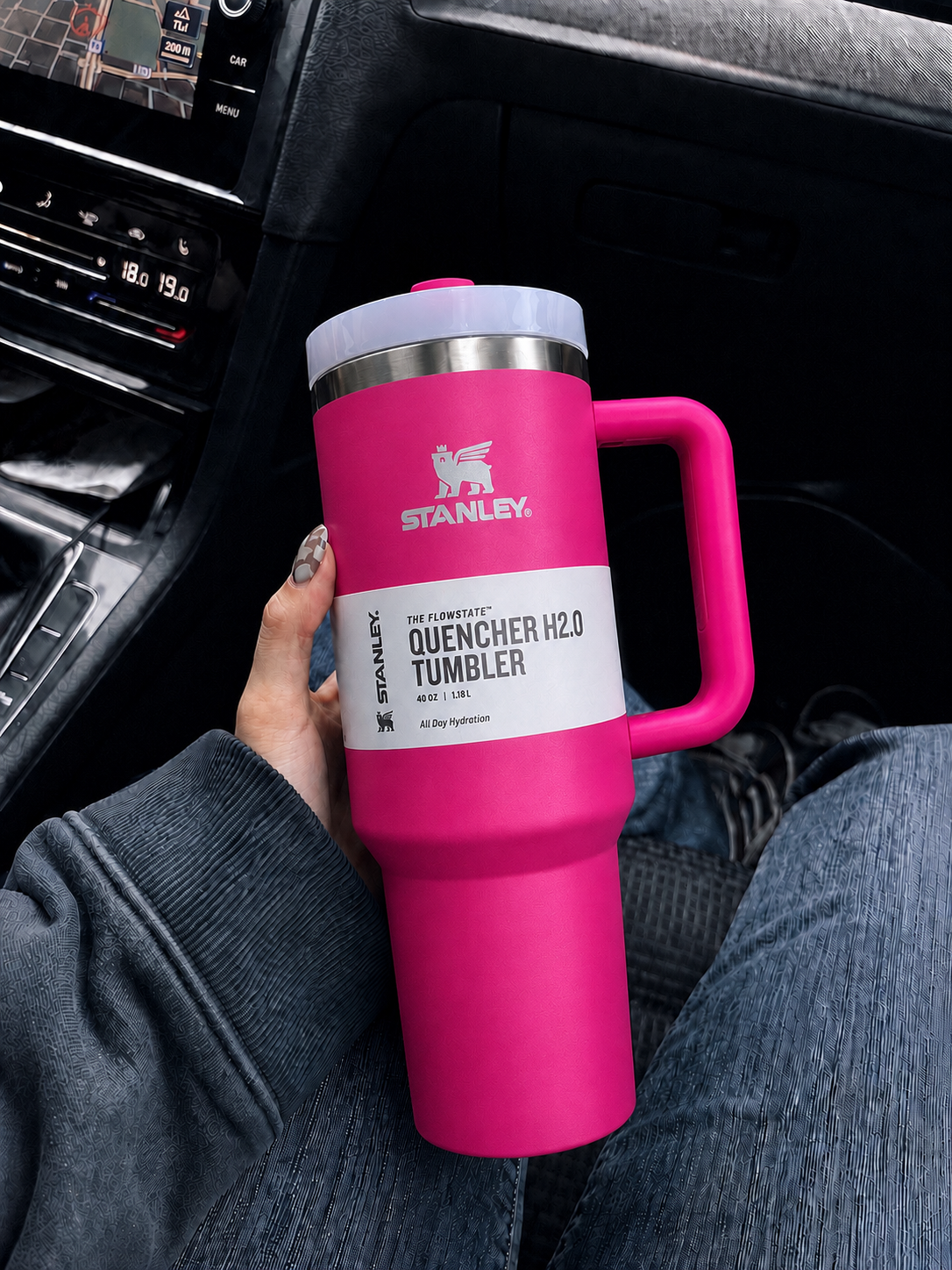 Stanley Quencher H2.0 40oz - 1.18 Ltumbler Handle Straw Lid (Hot Pink)