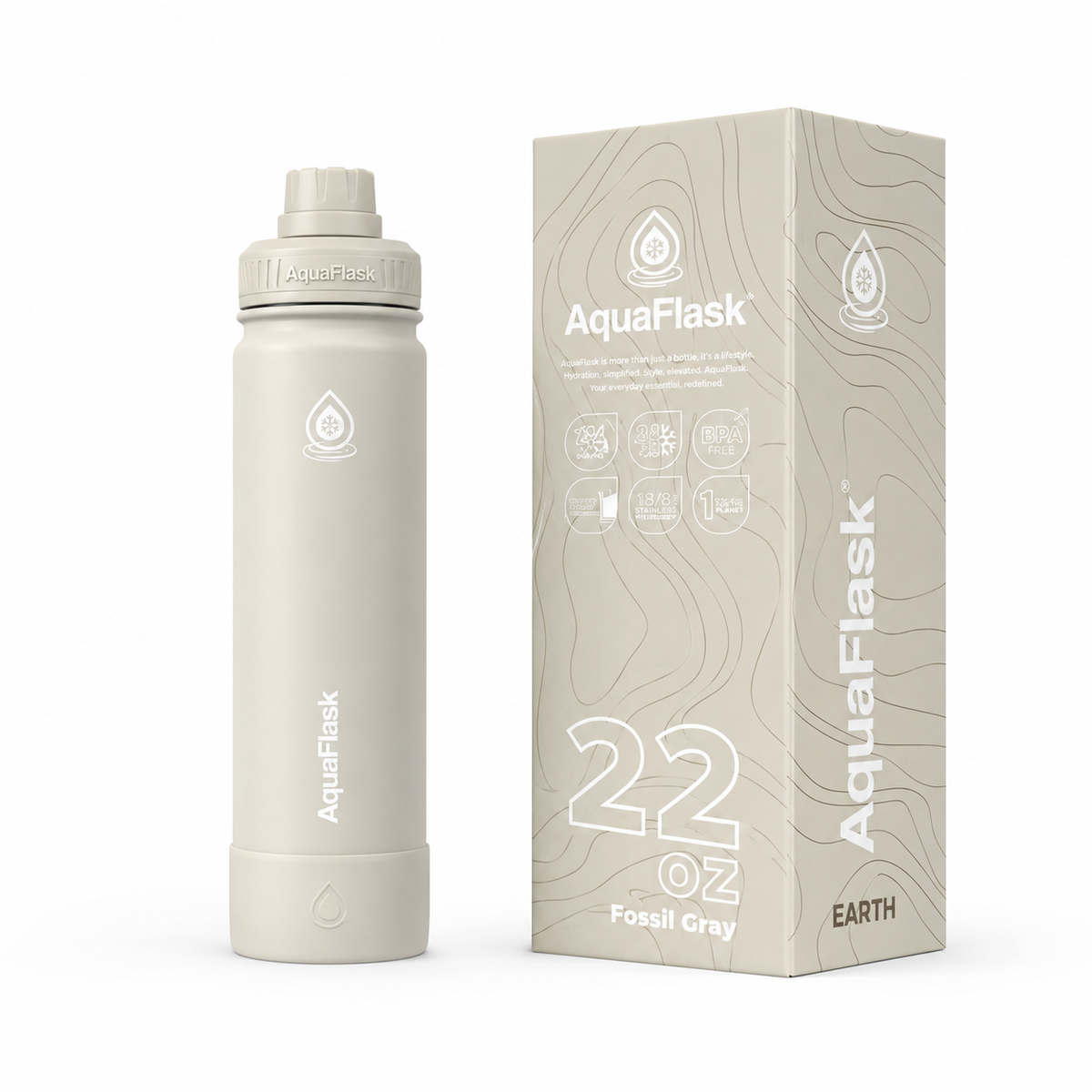 Aqua Flask Earth Fossil Gray 22oz Earth Collection